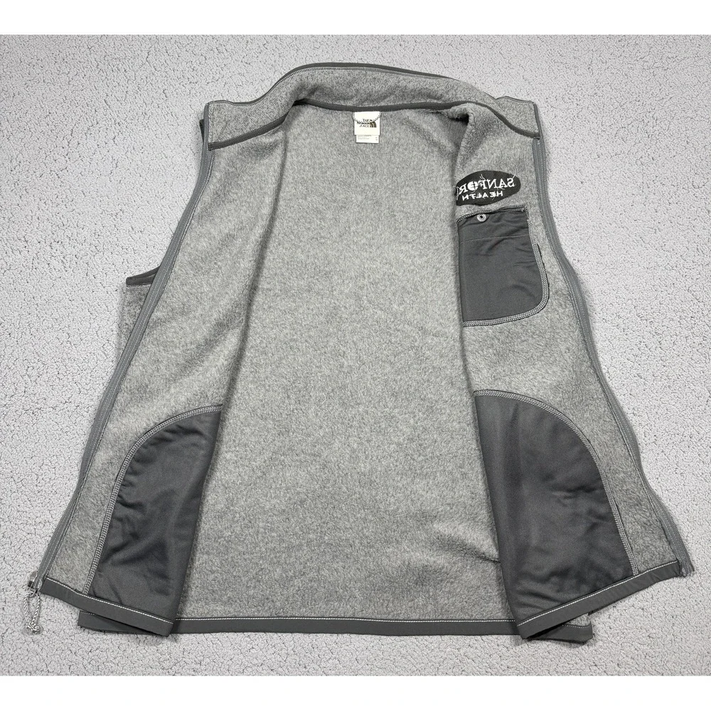 NWT The North Face Vest Mens XL Gray Fleece Full Zip Sanford Health Logo Outdoor